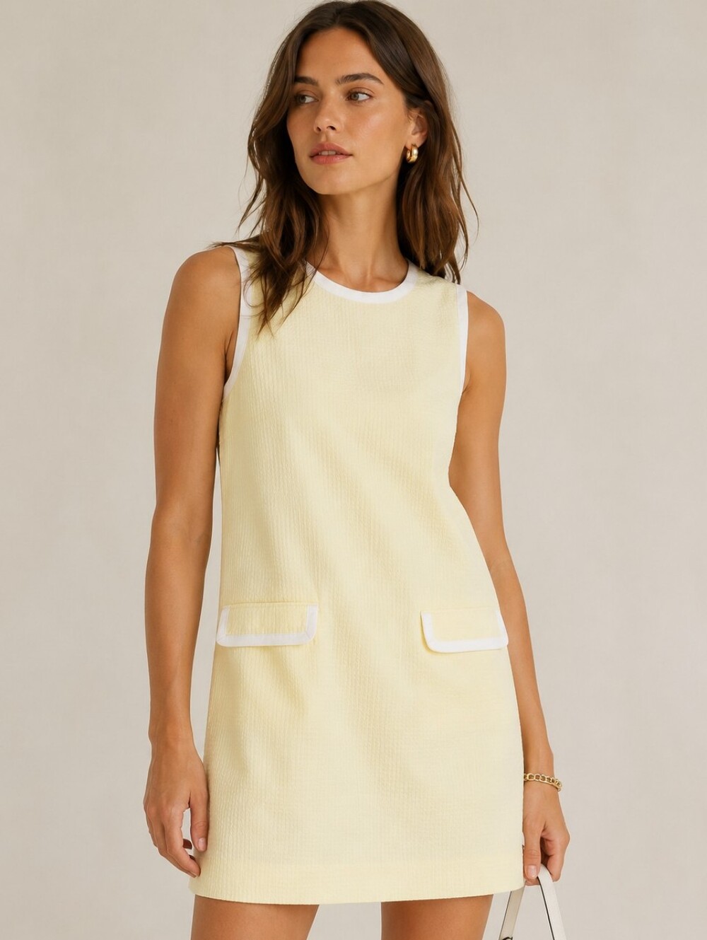 NWT BROOKS BROTHERS Sleeveless Yellow White Seersucker Shift Mini Dress Size 4